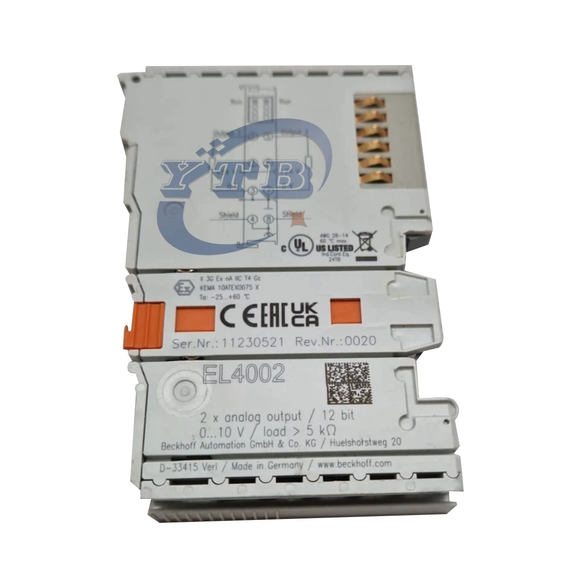 Beckhoff EL4002 2CH 0-10V Terminal Beckhoff EL4002 2CH 0-10V Terminal